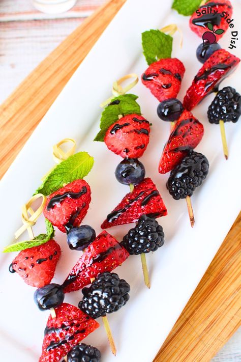 Best Summer Appetizer Recipes for Your 2024 May Celebrations! Skewer Snacks, Berry Skewers, Mini Cucumber Sandwiches, Balsamic Vinegar Glaze, Dessert Skewers, Summer Appetizer Recipes, Club Sandwich Chicken, Berry Fruit Salad, Summer Appetizers Easy