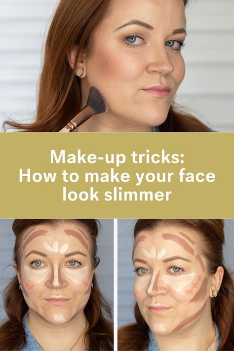 There are many make-up tricks for getting a fresh look. Chubby women or women with round cheeks and full facial features can give their face more contour by using the right make-up technique and making it look slimmer optically. The good news is that you don't have to be a make-up professional to do this. We'll reveal simple make-up tips and tricks that you can use to make your face look slimmer. Contour For Round Face, Easy Contouring, How To Contour Your Face, Contouring For Beginners, Contouring Techniques, Face Contouring Makeup, Contour Tutorial, Round Face Makeup, Slimmer Face