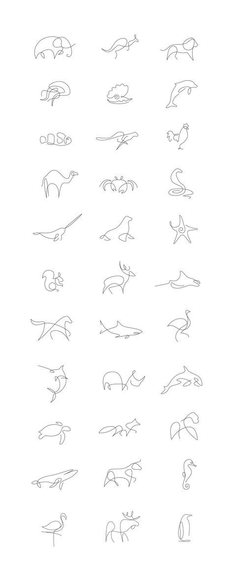 Minimalist One Line Animals By A French Artist Duo | Bored Panda One Line Animals, Lady Bug Tattoo, Handpoke Tattoo, Men Tattoos, Cat Tattoos, Inspiration Tattoos, Disney Tattoo, Seni Dan Kraf, Tiny Tattoo