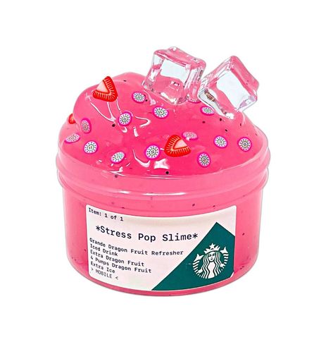 Pokémon Slime, Starbucks Dragon Fruit Refresher, Strawberry Slime, Dragon Fruit Refresher, Starbucks Slime, Slime Cute, Dragon Fruit Drink, Etsy Slime, Slime Package