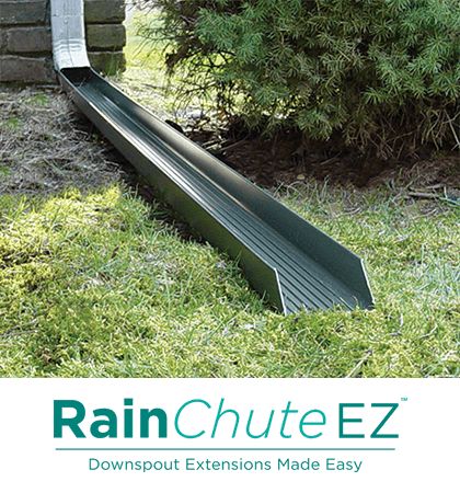 RainChute EZ® Gutter Extensions, Gutter Downspout Extension, Downspout Drainage, Gutter Drainage, Landscape Drainage, Backyard Drainage, Yard Drainage, Wet Basement, Flooded Basement