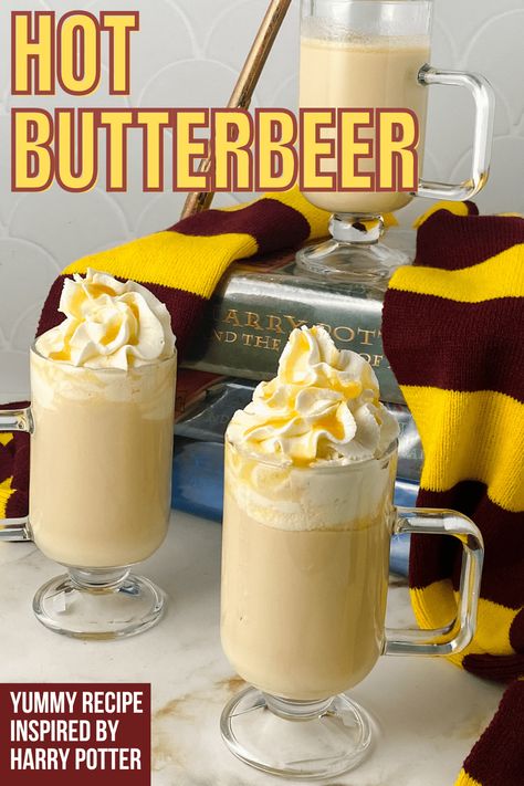 Butterbeer Hot Chocolate, How To Make Butter Beer Harry Potter, Warm Butterbeer Recipe, Avery Recipes, Hot Butterbeer Recipe, Beer Desserts, Harry Potter Movie Marathon, Butter Beer Recipe Harry Potter, Beer Dessert