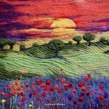 Image result for 2d felting Needle Felting Ideas, Needle Felted Art, Landscape Art Quilts, Yarn Painting, Felted Art, Wool Felt Projects, Wet Felting Projects, Felting Ideas, Felted Wool Crafts