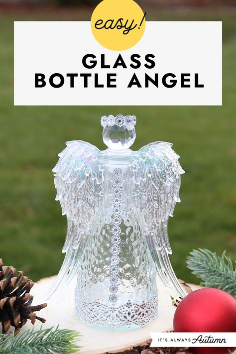 Angel Wing Crafts, Angels Diy, Angel Ornaments Diy, Wing Ornament, Diy Christmas Angel Ornaments, Leaves Craft, Craft For Adults, Glass Angels, Feathered Wings