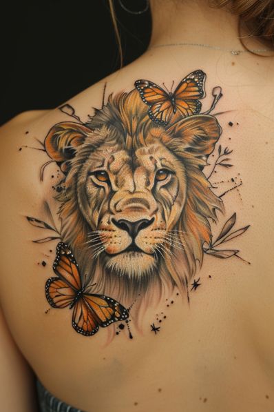 35+ Majestic Lion Tattoo Ideas Lion Tattoo With Mandala, Female Lion Tattoo For Women Arm, Lion Tattoo Design Women, Female Lion Tattoo Stencil, Forearm Tattoo Women Lion, Lion Tattoo For Women Shoulder, Woman Lion Tattoo, Lion Shoulder Tattoos For Women, Sunflower Lion Tattoo