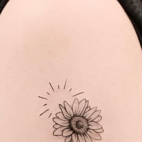 Crona Tattoo · Botanical Tattoo 🌷 on Instagram: "Sometimes the simplest tattoos convey the strongest message. This sun and sunflower tattoo represents the warmth and positivity of the sun and the resilience and loyalty of the sunflower 🌻🌞 ———————————————— 🌸Flower Tattoo 👯‍♀️Feminine Tattoo 🖋Fine line Tattoo 📏Custom Tattoo 〰️〰️〰️〰️〰️〰️〰️〰️〰️ :-Instagram Dm for enquiry-:❤️" Sun Flower Tattoo Designs For Women, Sunshine And Sunflower Tattoo, Daisy And Sun Tattoo, Sweetest Of The Sunflowers Tattoo, Sunshine Sunflower Tattoo, Ray Of Sunshine Tattoo, Rays Of Sunshine Tattoo, Flower And Sun Tattoo, Sun Flower Tattoo Design