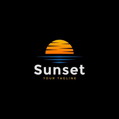 Sunset beach logo design template Premiu... | Free Vector #Freepik #freevector #logo #design #template #light Sunset Logo Design Ideas, Sunset Branding, Sunset Logo Design, Sun Logos, Beach Logo Design, Twilight Images, Sea Logo, Sunset Logo, Music Logo Design