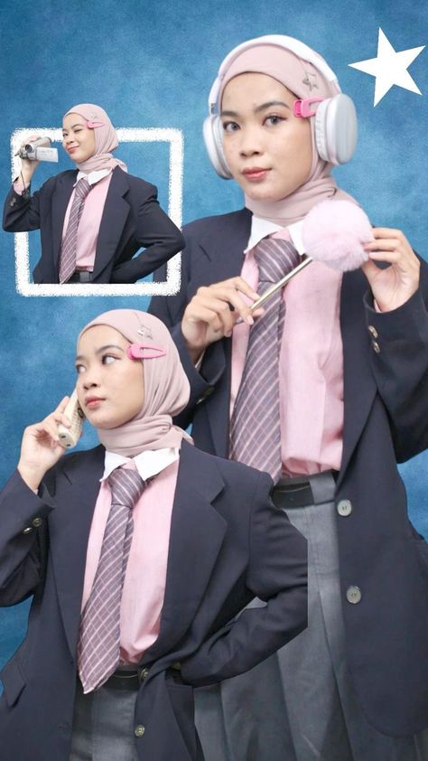 𝑲𝑨𝑳𝑶 𝑺𝑼𝑲𝑨 𝑶𝑶𝑻𝑫 𝑰𝑵𝑰, 𝑺𝑰𝑳𝑨𝑯𝑲𝑨𝑵 𝑺𝑨𝑽𝑬 𝑫𝑨𝑵 𝑺𝑯𝑨𝑹𝑬 Hijab Uniform School, Uniform Photoshoot Ideas, Yb Outfits, American High School Outfit, American School Outfits, Pose Yearbook, Tema Yearbook, Korean School Outfits, American Highschool