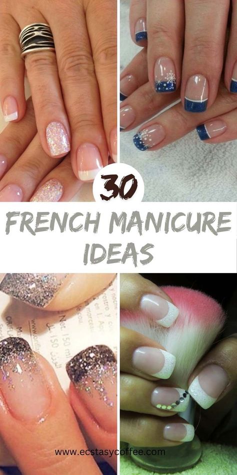 Classic yet trendy! 💅✨ These beautiful French manicure designs are perfect for any occasion, from everyday chic to special events. 🌟🌸 #FrenchManicureInspo #ElegantNails #NailGoals French Tip Gel Manicure Natural Nails, Non Traditional French Manicure, French Manicure With Sparkle, Muted French Manicure, Everyday Nail Designs, Micro French Manicure, Sparkle French Manicure, French Manicure Tips, Diy French Manicure