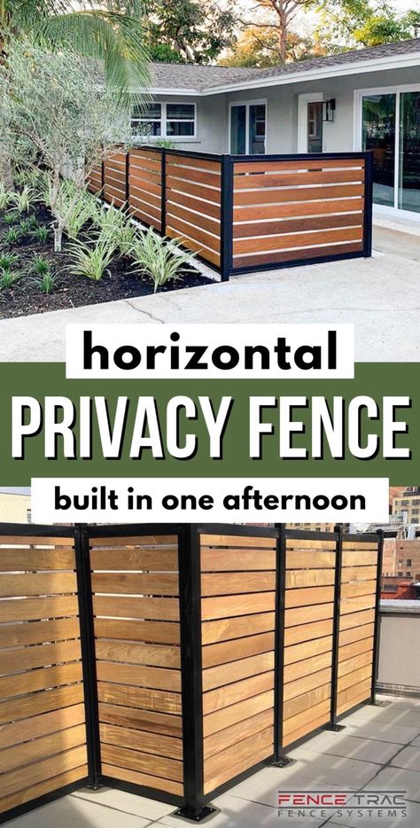 Diy Fence On Concrete, Privacy Fence For Deck Ideas, Affordable Fencing Ideas, Mixing Fence Styles, Corner Privacy Fence Ideas, Farmhouse Privacy Fence, How To Build A Fence On A Budget, Fence Ideas Horizontal, Small Fenced In Backyard Ideas