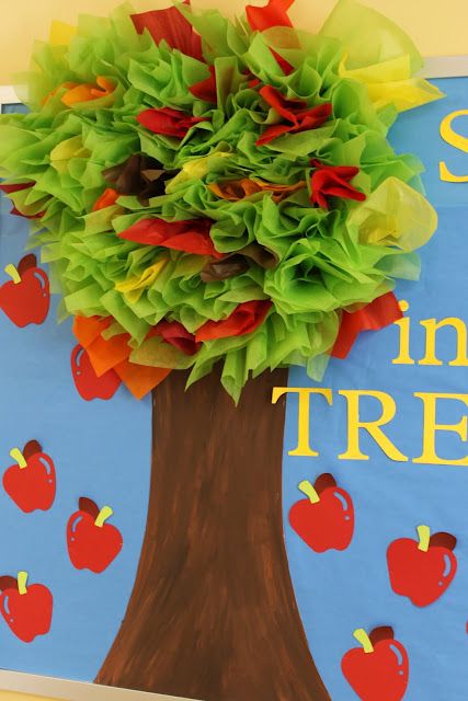 Just found my decor for my hallway bulletin board in August...Second Grade is TREEmendous! love it Apple Bulletin Boards, Tissue Paper Trees, Fall Bulletin Boards, Preschool Bulletin, Preschool Bulletin Boards, Apple Theme, Classroom Bulletin Boards, School Bulletin Boards, Paper Tree