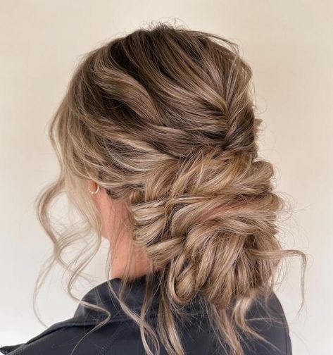 Perfectly Imperfect Messy Low Bun Big Low Bun, Bridesmaid Ponytail, Messy Low Bun, Messy Bun Updo, Large Curls, Wedding Hairstyles Bridesmaid, Teased Hair, Hair Adviser, Wedding Hair Inspiration