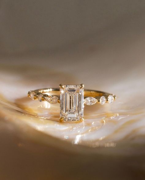 Emerald Cut Moissanite 4 Prong Engagement Proposal Ring Anniversary Gift For Her Silver Wedding Rings Emerald Cut, Emerald Cut Engagement Ring Unique, Vintage Rings Engagement, Emerald Cut Wedding Ring, Wedding Ring Marquise, Emerald Engagement Rings, Gold House, Ring Rosegold, Cute Engagement Rings