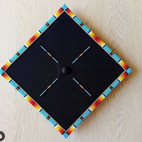 How To Bead A Graduation Cap, Beaded Grad Cap Ideas, Beaded Graduation Cap Ideas, Beading Graduation Cap, Grad Cap Ideas Western, Native American Graduation Cap, Beaded Grad Caps Native American, Native Graduation Cap, Graduation Cap Designs Beaded