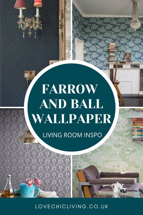 Farrow and Ball Wallpaper: Living Room Inspiration Farrow And Ball Downpipe Wallpaper, Wallpaper Farrow And Ball, Farrow And Ball Lotus Wallpaper Living Room, Farrow And Ball Wallpaper Bedroom, Sitting Room Wallpaper, Farrow And Ball Bedroom, Farrow And Ball Wallpaper, Modern Wallpaper Living Room, Farrow Ball Wallpaper