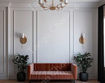 Wall Moulding With Lights, Wall Moulding With Tv, Modern Wainscoting Ideas Living Room Accent Wall, Home Moulding Ideas, Wall Molding High Ceiling, Wall Moulding Diy, Feature Wall Design Bedroom, Tall Chair Rail, Wall Trim Ideas Moldings