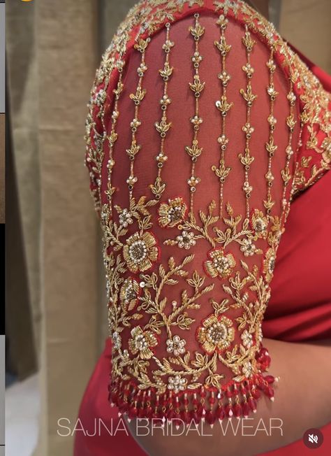 Netted Blouse Work Designs, Blouse Design Bride, Blause Desine Latest Hand Work, Muhurtham Aari Work Blouse, Aari Work For Bridal Blouse, Aari Work Blouse For Bride, Heavy Blouse Work Designs, Blouse Designs Latest For Bride, Latest Trendy Aari Work Blouse Design