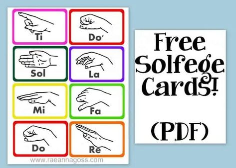 Solfege Worksheets, Music Classroom Bulletin Boards, Solfege Hand Signs, Printable Signs Free, Music Classroom Decor, Singing Groups, Hand Signs, Music Lessons For Kids, Solfege