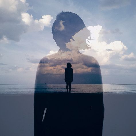 Multiple Exposure Photography, Double Exposure Art, Woman On Beach, Double Exposure Photo, Double Exposure Portrait, Quantum World, Schrödinger's Cat, Levitation Photography, Double Exposition