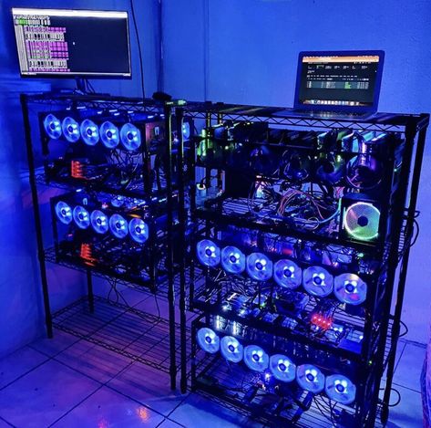 Crypto Mining Rig ⛏ 🙌🏼🔥 Crypto Mining Room, Crypto Mining Rig, Crypto Aesthetic, Mining Crypto, Farm Room, Mining Rig, Samsung Galaxy Wallpaper Android, Bitcoin Mining Rigs, Computer Projects