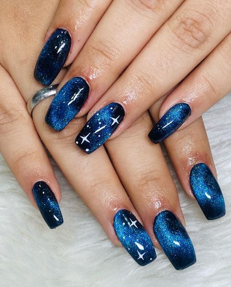 Reaching for the stars with these galaxy nails! 🌌✨✨ Who needs a telescope when your nails can take you to space?😅😇 . . . . #ahmedabadnailstudio #bridalnails #nails #ahmedabad #beauty #instagram #treandynails #nailsbeutyworld #maninagar #gellpolish #freehandnailart #nailsfashion #cromenailart #nailartis #shortnails #nailswag #trending #nailstrend #temporarynailextention #nailsbeuty #acrylicnailextention #nailextention #naturalnails #nailexpert #maninagarnailstudio #clientdiaries #ahmedabadunis... Blue Starry Nails, Space Nails Galaxy, Starry Nails, Nails Galaxy, Space Nails, Galaxy Nails, Reaching For The Stars, Nail Studio, Bridal Nails