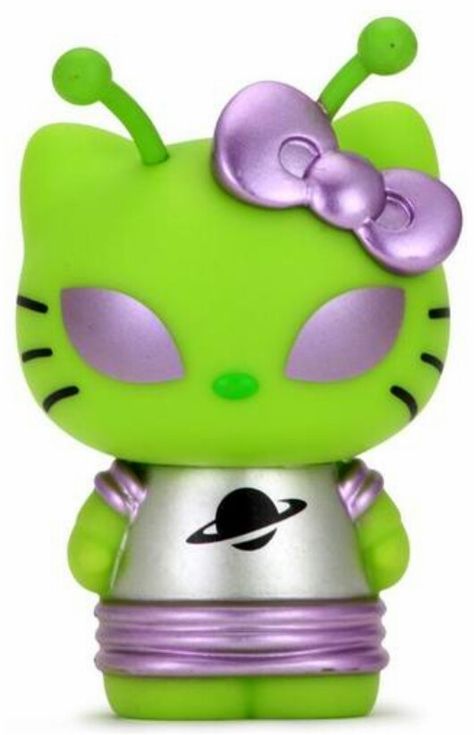 Alien Kitty.Artist-Sanrio Hello Sanrio, Hello Kitty Dress, Alien Aesthetic, Charmmy Kitty, Kitty Art, Hello Kitty Art, Scary Clowns, Hello Kitty Items, Blind Box