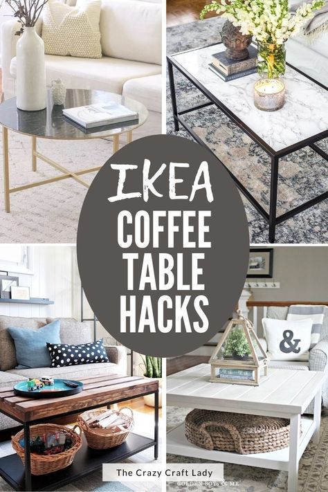 If you're looking to upscale your coffee table then you'll definitely want to check out these Ikea coffee table hacks! Living Room Table Ikea, Upcycle Ikea Coffee Table, Ikea Kvistbro Hack, Styling Small Coffee Table, Borgeby Coffee Table Hack, Ikea Lack Hack Table, Upcycling Coffee Table, Ikea Coffee Table Decor, Coffee Table Uk