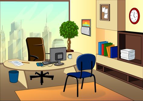 Like the background work.  The right about of detail in the office. Animated Office Background, Office Cartoon Background, School Office Background, The Office Drawing, The Office Cartoon, Office Animation, Doctor Room, Office Anime, Office Clipart