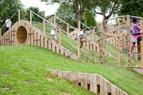 Evelyn Court Playground Playground Landscaping, Outdoor Play Spaces, Play Structures, Farm School, Children Park, Children's Garden, Natural Playground, Playground Design, Outdoor Classroom