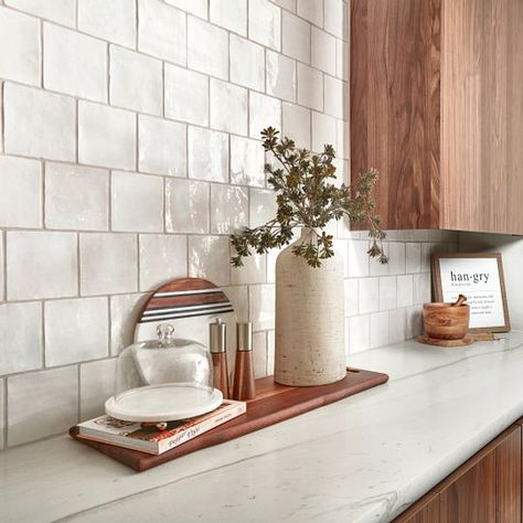 Arizona Tile Flash Ivory, Arizona Tile Flash, Square Tile Backsplash, Natural Backsplash, Flash Series, Granite Kitchen Island, White Kitchen Ideas, Kitchen 2021, Arizona Tile