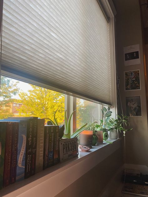 Plants room aesthetic bookshelf aesthetic Window Sill Bedroom Ideas, Books On Windowsill Aesthetic, Windowsill Ideas Bedroom, Window Seal Ideas Decor Bedroom, Windowsill Plants Aesthetic, Window Sill Decor Aesthetic, Aesthetic Window Sill, Books In Window Sill, Bedroom Window Ideas Aesthetic