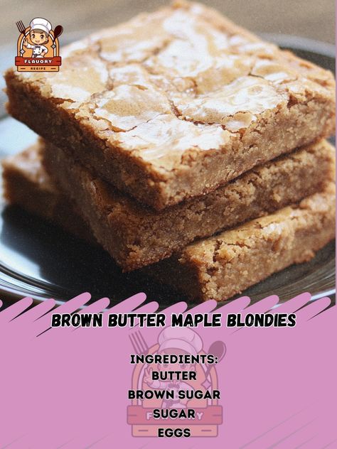 🧈🍬 Enjoy the rich, nutty flavor of Brown Butter Maple Blondies! A decadent treat that's sure to impress! #MapleBlondies Brown Butter Maple Blondies Ingredients: Butter (1 cup) Brown sugar (1 1/4 cups) Sugar (1/4 cup) Eggs (2 large) Vanilla extract (2 tsp) All-purpose flour (1 1/2 cups) Baking powder (1/2 tsp) Salt (1/4 tsp) Maple syrup (1/4 cup) Instructions: Preheat oven to 350°F (175°C). Grease a 9x13-inch baking pan. Brown the butter in a saucepan over medium heat until nutty and fragr... Maple Blondies, Cozy Fall Recipes, Daily Recipes, Sugar Eggs, Baking Pan, Brown Butter, Daily Meals, Savoury Dishes, Maple Syrup