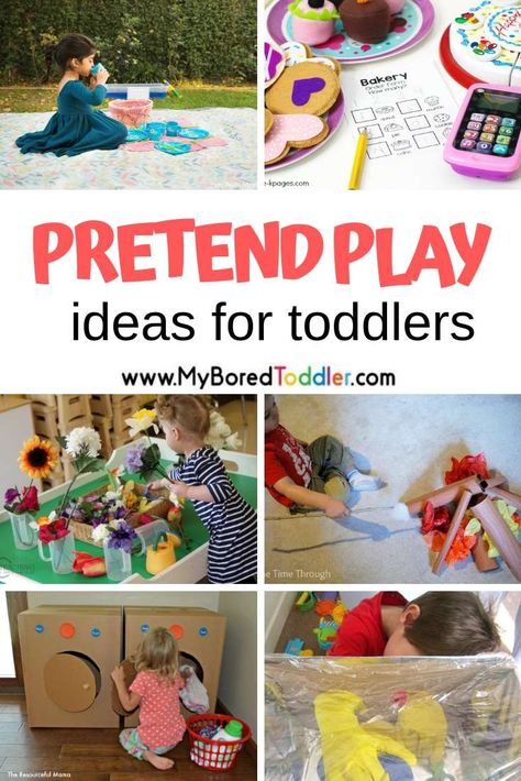 pretend play ideas for toddlers and preschoolers - easy ways to DIY pretend play and dramatic play for toddlers #myboredtoddler #pretendplay #dramaticplay #toddlerplay #toddleractivity #toddleractivities #preschoolactivity #preschoolactivities Quiet Toddler Activities, Pretend Play Ideas, Play Ideas For Toddlers, Easy Toddler Activities, Preschool Centers, Children Activities, Parenting Boys, Learning Tips, Kids At Home