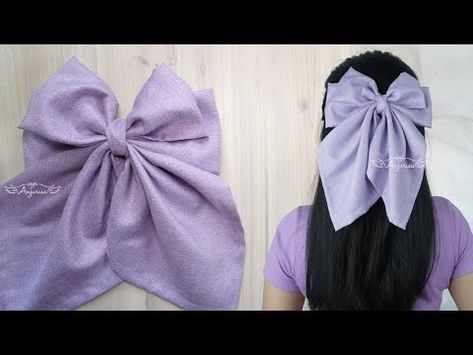 Pretty BIG & WIDE TAILS 🎀 How to Make a Bow out of COTTON Fabric - YouTube How To Sew Ribbon On Fabric, How To Make Big Hair Bows, How To Make A Big Bow, Ribbon Hair Bow Tutorial, Tie Pattern Free, Make A Hair Bow, Fabric Hair Bow, Girls Hair Bows Diy, Huge Hair