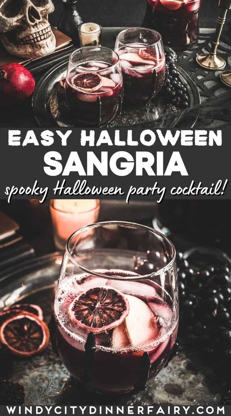 Halloween Sangria, Spiced Simple Syrup, Small Halloween Party, Halloween Alcohol, Red Halloween, Spooky Halloween Party, Halloween Wine, Boozy Drinks, Halloween Cocktails