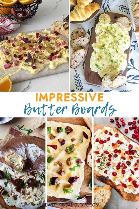 Butter Boards Recipes and Ideas Hot Honey Butter Board, Butter Board Charcuterie Recipes, Butter Boards Recipes, Butter Board Recipes, Holiday Butter Board, Butter Board Ideas Christmas, Butter Boards Ideas, Butter Charcuterie Board Ideas, Thanksgiving Butter Board