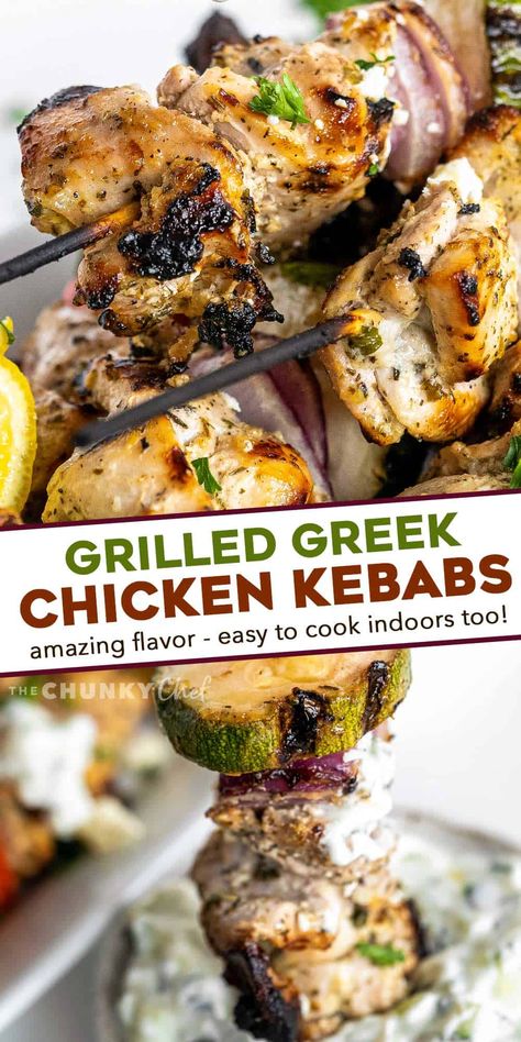 Greek Style Chicken Skewers, Chicken Kebabs On The Grill Marinade, Greek Style Chicken Marinade, Chicken Kebabs On The Grill, Greek Kebab, Herb Yogurt Sauce, Greek Yogurt Marinated Chicken, Greek Chicken Kebabs, Chicken Greek