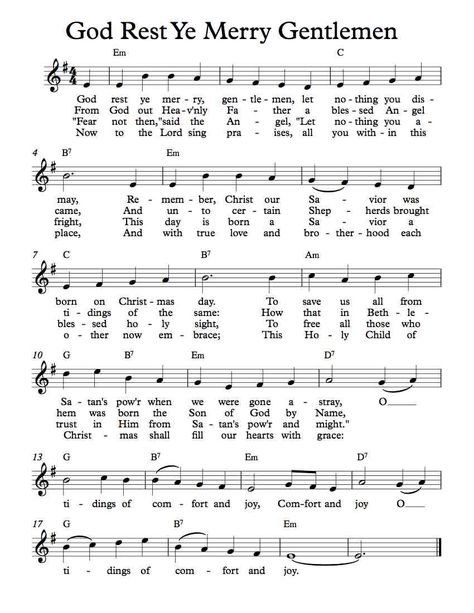 Free Sheet Music - Free Lead Sheet - God Rest Ye Merry Gentlemen Christmas Piano Sheet Music, Merry Gentlemen, Christmas Carols Lyrics, God Rest Ye Merry Gentlemen, Christmas Songs Lyrics, Piano Notes Songs, Hymn Sheet Music, Hymn Music, Trumpet Sheet Music