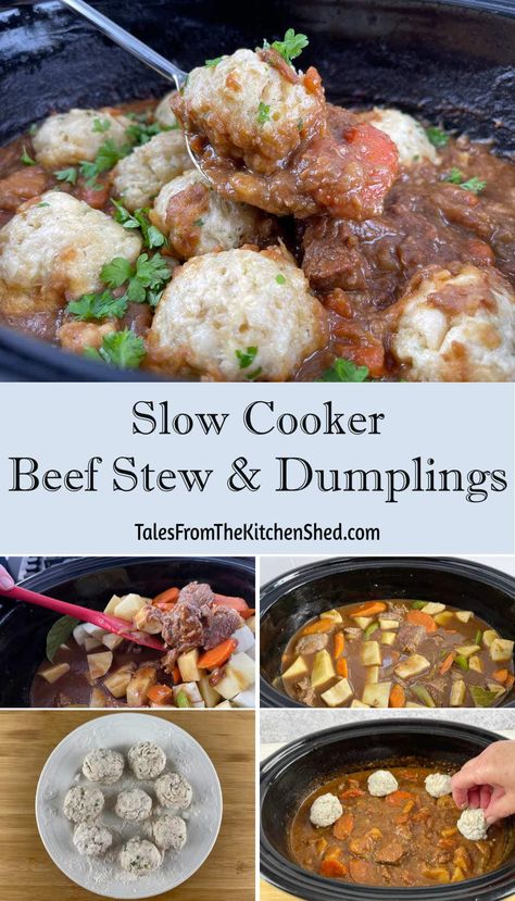 Beef Stew And Dumplings, Stew With Dumplings, Beef Stew With Dumplings, Tasty Beef Stew, Stew And Dumplings, Crockpot Recipes Beef Stew, Crockpot Stew, Slow Cooker Beef Stroganoff, Hearty Beef Stew