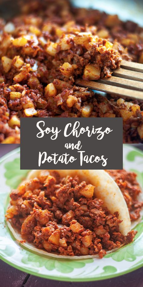 Mexican Potato Tacos Recipes, Gluten Free Chorizo Recipes, Vegan Chorizo Tacos, Soy Chorizo Tacos, Recipes With Soy Chorizo, Soy Chorizo Recipes Trader Joes, Trader Joe’s Soy Chorizo Recipes, Chorizo And Potato Tacos, Vegan Chorizo Recipes