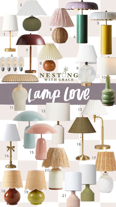 Lamps are one of my favorite pieces of decor. If I had to choose only one item to go on a side table, console, entry table, piano, nightstand, I will always pick a statement lamp! They not only look great, but add such a cozy feeling that can’t be created any other way. I rounded up some of my personal favorite lamps below! Bonus, you can see them all in our home too! Lamps On Nightstands, Entryway Lamp, Entryway Lamps, Night Stands Bedroom, Round Lamp Shade, Nesting With Grace, Statement Lamp, Family Room Makeover, Grey Lamp