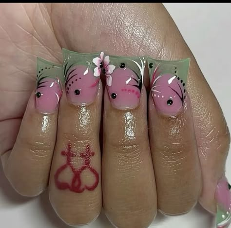 Spice Girls Aesthetic, Nails 3d Art, Pink Red Nails, Duck Nail, Flared Nails, Flare Nails, Jade Nails, Junk Nails, Aesthetic Orange