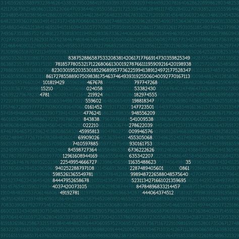 Pi symbol art created by numbers. Thousands of digits of Pi number creates a white Pi symbol mosaic style vector illustration. School subject, Math, Happy Pi Day concept. Logo design Pi Math Art, Math Illustration, Pi Number, Digits Of Pi, Million Number, Illustration School, Pi Math, Pi Symbol, Happy Pi Day