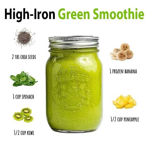 Calcium Rich Smoothie Recipes, Iron Rich Salads, Iron Juice Recipes, Iron Smoothie Recipes, Iron Rich Smoothie Recipes, Iron Rich Smoothie, Iron Rich Recipes, Healthy Smoothie Recipes For Breakfast, Smoothie Recipes For Breakfast