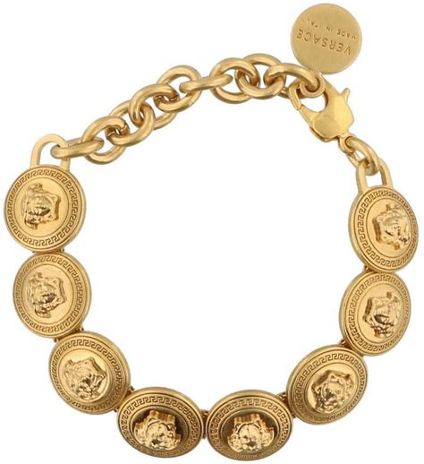 Versace Women's Bracelet. (Shopstyle Associate) Gold Necklace Outfit, Baby Jewelry Gold, Versace Bracelet, Statement Piece Jewelry, Morganite Jewelry, Gold Jewelry Outfits, Choker Necklace Designs, Versace Jewelry, Accesories Jewelry