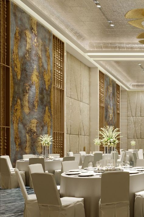 Millennium Hilton Bangkok Ballroom Design By BLINK Hotel Banquet Hall Interior Design, Luxury Ballroom Design, Banket Hall Interior, Ballroom Design Interior Modern, Banquet Halls Interior, Banquet Hall Ceiling Design Modern, Ballroom Wall Design, Ballroom Design Interior Hotel, Hotel Ballroom Interior Design