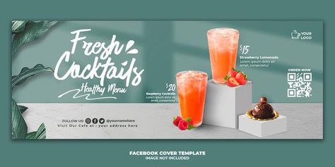 Drink menu facebook cover banner templat... | Premium Psd #Freepik #psd Drink Banner Design, Product Banner Design Ideas, Banner Product Design, Voucher Design Template, Product Banner Design, Creative Banner Design, Banner Coffee, Cover Banner Design, Banner Design Ideas