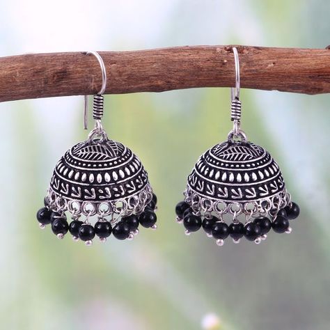 Check out this item in my Etsy shop https://www.etsy.com/listing/1035575153/bollywood-oxidized-silver-plated Silver Jhumkas, Pretty Jewelry Necklaces, Indian Earrings, Fashion Jewelry Sets, Amazing Fashion, Jhumka Earrings, Jewelry Women, Oxidized Silver, Metal Earrings