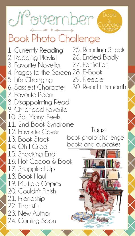 November Book Challenge, Bookstagram Photo Challenge, November Reading Challenge, Booktok Ideas, Book Blogging, November Books, Book Cupcakes, Note Taking Tips, Photo Challenges