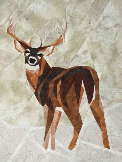 Whitetail buck quilting pattern | Silver Linings Originals: http://silverliningsoriginals.com/ Deer Quilt Ideas, Paper Piece Quilt Patterns, Animal Quilt Patterns, Deer Quilt, Wildlife Quilts, Quilting Digest, Paper Pieced Quilt Patterns, Silver Linings, Paper Pieced Quilt